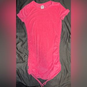 LIKE NEW! NEVER WORN!! PINK Beach Terry Ruched Side Dress, Size: L